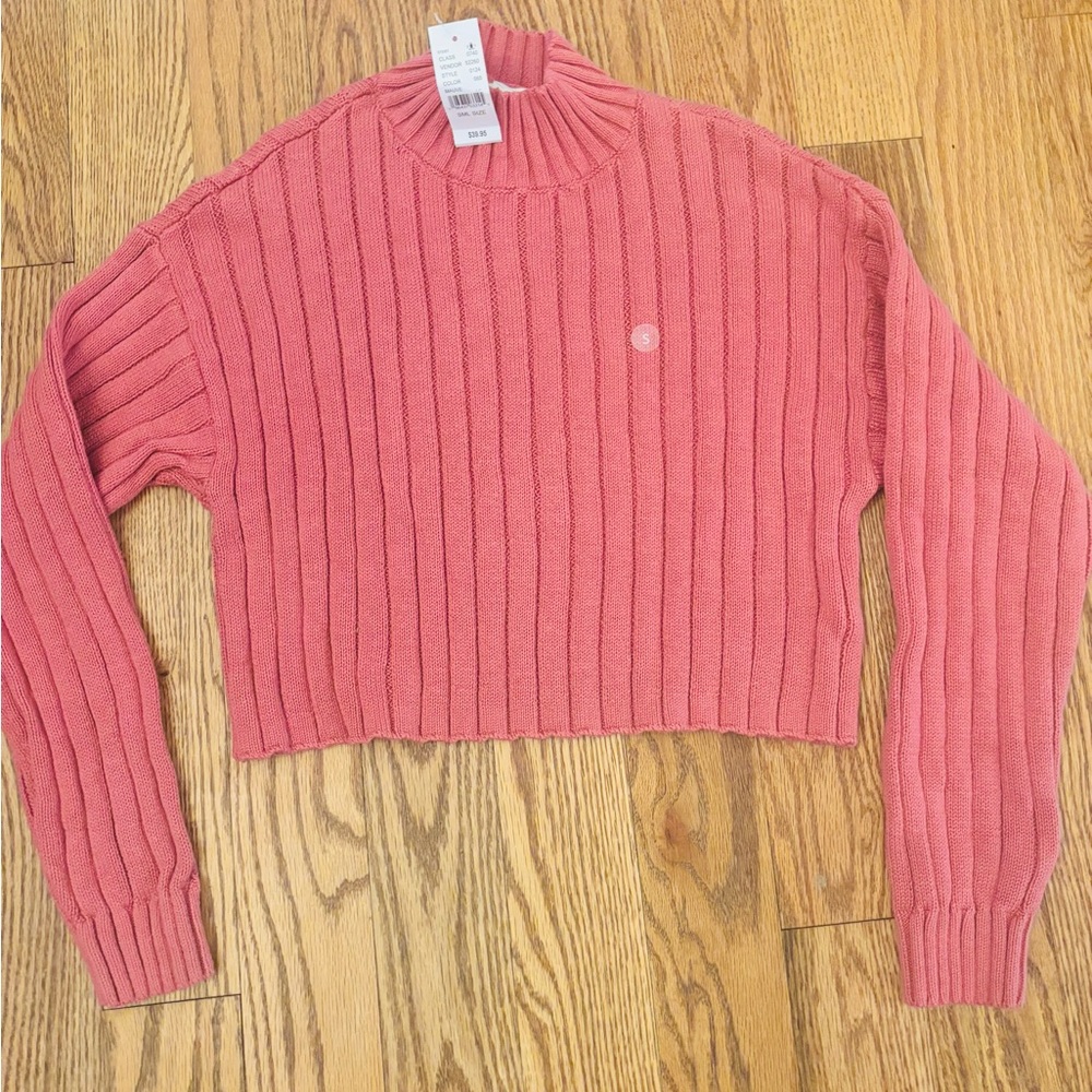 Pink Ribbed Knit Sweater